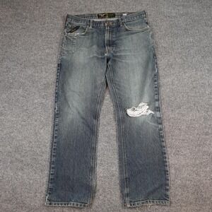 Ariat Rebar M5 Straight Jeans Mens 36x30 (34x28) Blue Distressed Workwear Denim
